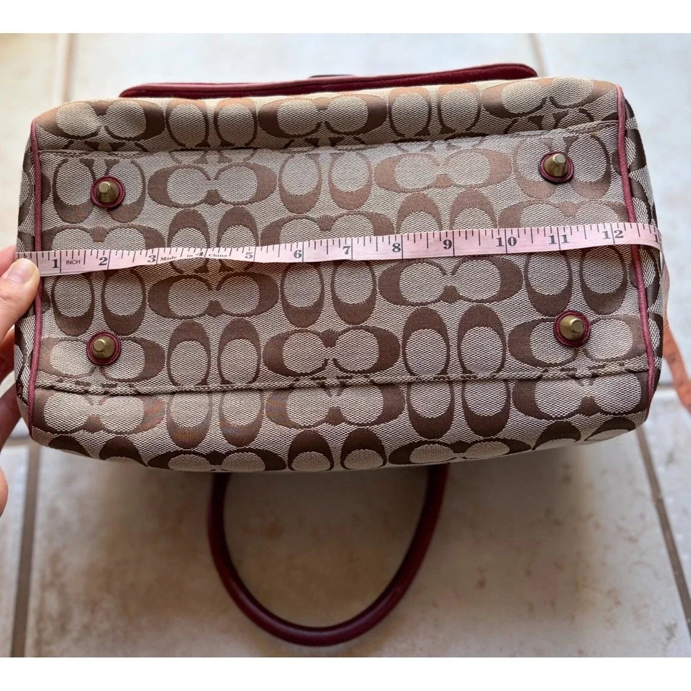 Y2K Coach Special Edition Fall 2004 Signature Canvas Satchel Bag Burgundy Red